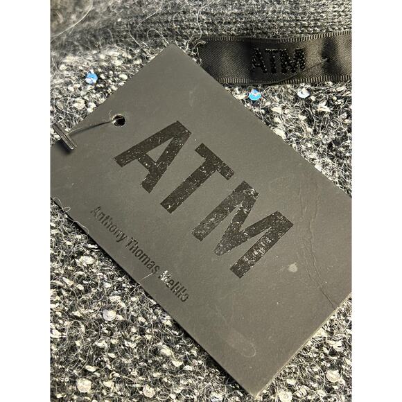 ATM NWT Charcoal Gray Sequin Button Cardigan Sweater Long Sleeve V-Neck Size XS - Picture 6 of 9